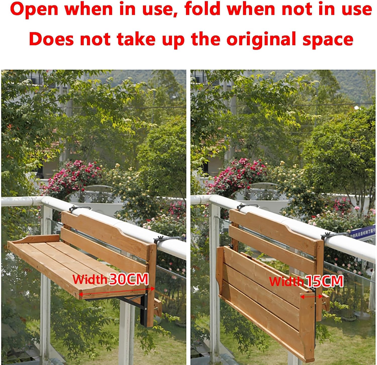 Balcony Railing Hanging Table, Creative Leisure Bar, Small Foldable Home Guardrail Hanging Table, Balcony Small Tea Table, Computer Bar Table, Outdoor Railing Table, Suitable for Outdoor Placement(Car