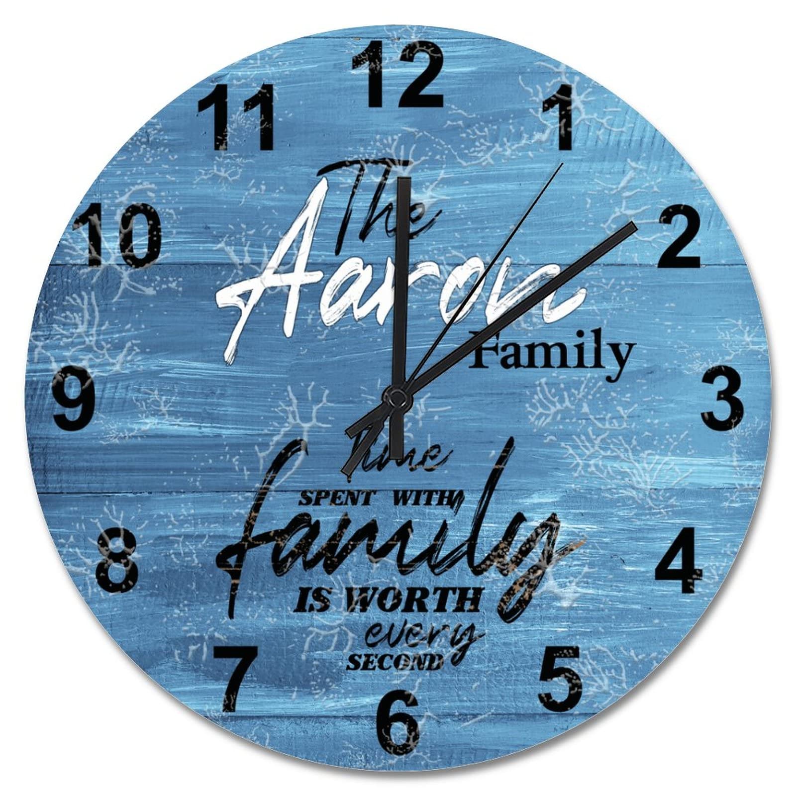 Horloge murale en bois bleu de 38,1 cm silencieuse à pile pour salon