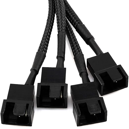 CRJ Cable Adaptador SATA a 4 Ventiladores PC 30cm Negro miniatura 5