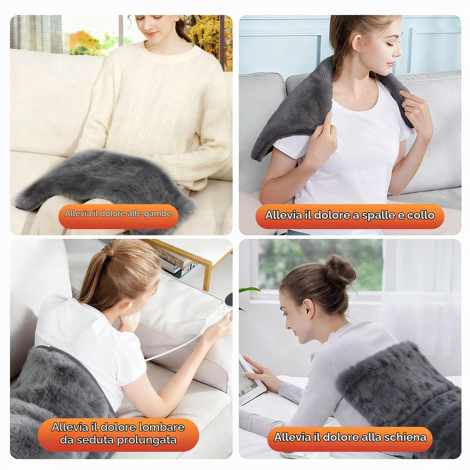 Termoforo Elettrico,Coperta Riscaldante Elettrica,Termoforo Lombare Cervicale Spalle Schiena Addome,Heating Pad con Spegnimento Automatico,Tappetino Riscaldante Lavabile Lavatrice 40 * 76