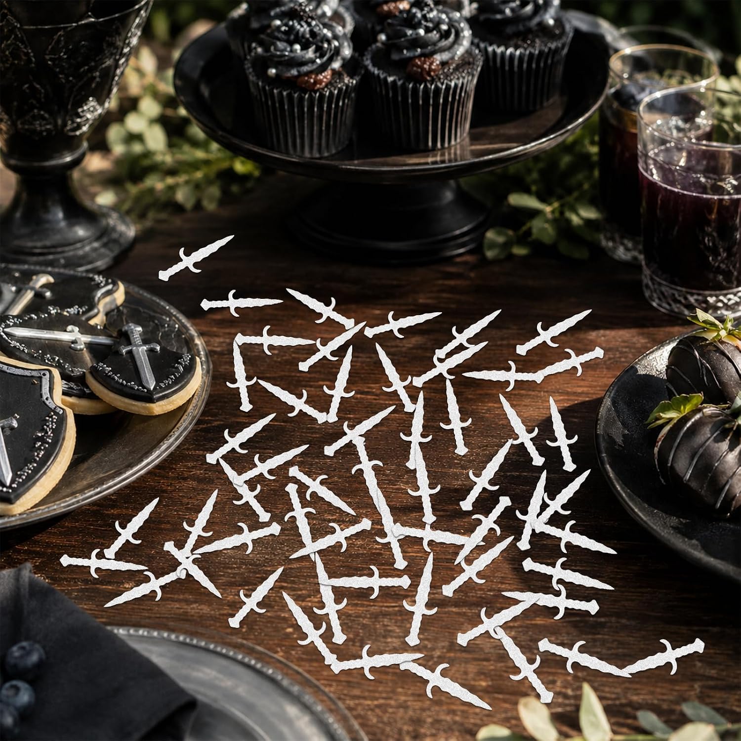 Shiny Silver Foil Sword Shaped Confetti Glitter Dagger Table Scatter image 4