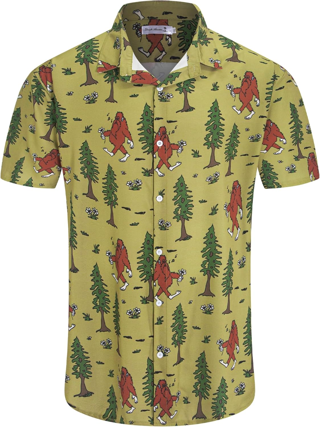 Funny Men’s Big & Tall Hawaiian Shirt, Relaxed Fit Short Sleeve Button-Down for Vacation, Beach & BBQ, Olive Green Bigfoot Forest 5X-Large Big Tall - Image 6