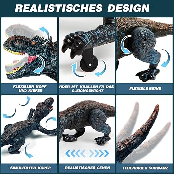 Sunrad Remote Control Dinosaur Toys for Kids 3 4 5 6 7 8+, Electronic RC Robot Dinosaur with Spray & Light & Roar, Realistic Walking T-Rex Toys Birthday for Boys Girls