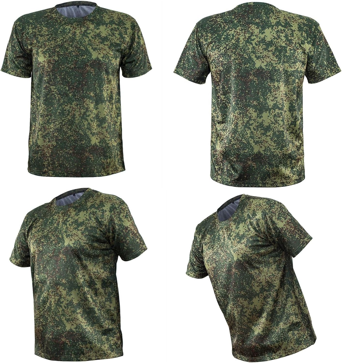 Russian Camouflage Tactical T-Shirt Set, Men's Outdoor Sports Camo Short Sleeve, Summer Outdoor Work