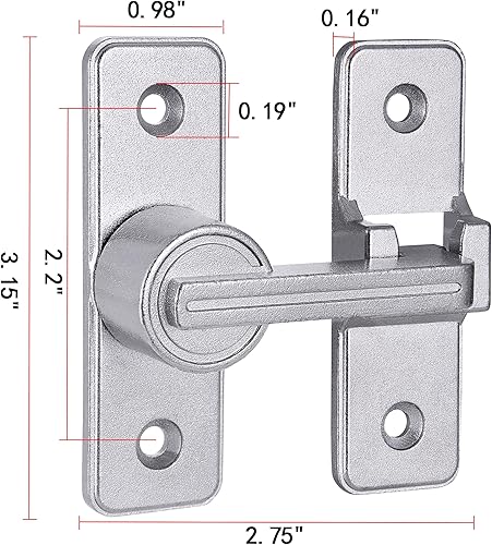 Miniatura 2 de Paquete de 2 pestillos para puerta de granero, cerraduras pesadas para puerta corrediza de granero, cerradura de puerta corredera de seguridad para