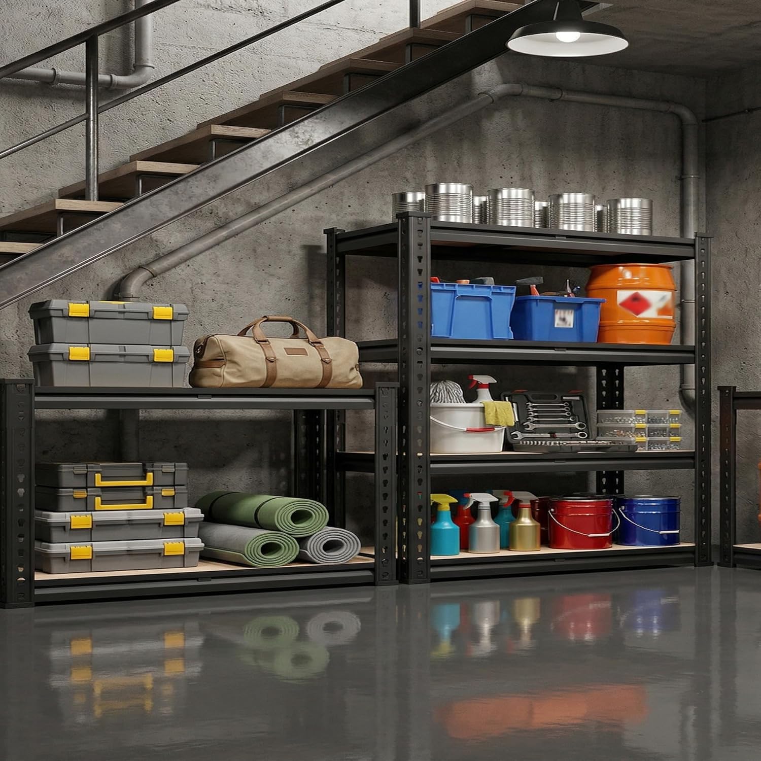 Romorgniz 60.8" H Garage Shelves 5 Tier Storage Shelves Organizers,2000LBS Heavy Duty Adjustable Shelving Unit,Garage Shelves Metal Shelf for Basement, Warehouse,Commercial,School,40" W x20 D,2P