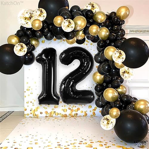 Vista 43 de KatchOn, Globo verde oscuro del número 12, 40 pulgadas, globos verdes del número 12 para decoraciones de cumpleaños de 12