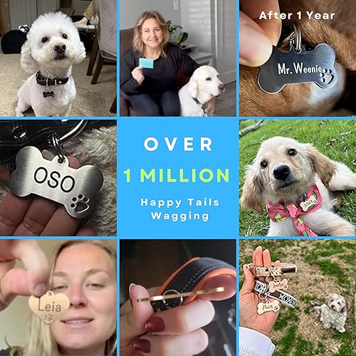 Miniatura 4 de Ultra Joys Etiquetas de identificación personalizadas para mascotas - Etiqueta de identificación de mascotas personalizada de pata hueca - Etiqueta