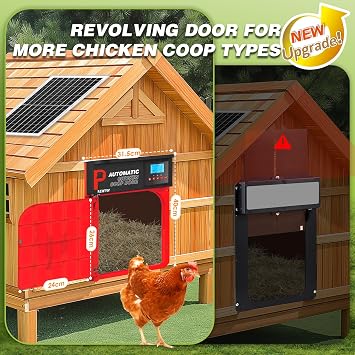 NEWTRY Automatic Chicken Coop Door - Innovative Side-Opening Design, Timer & Light Sensor Control, Solar/Batterie/AC Triple Power Mode with 40M Remote Range, Anti-Pinch IP 45 Electric Chicken Door