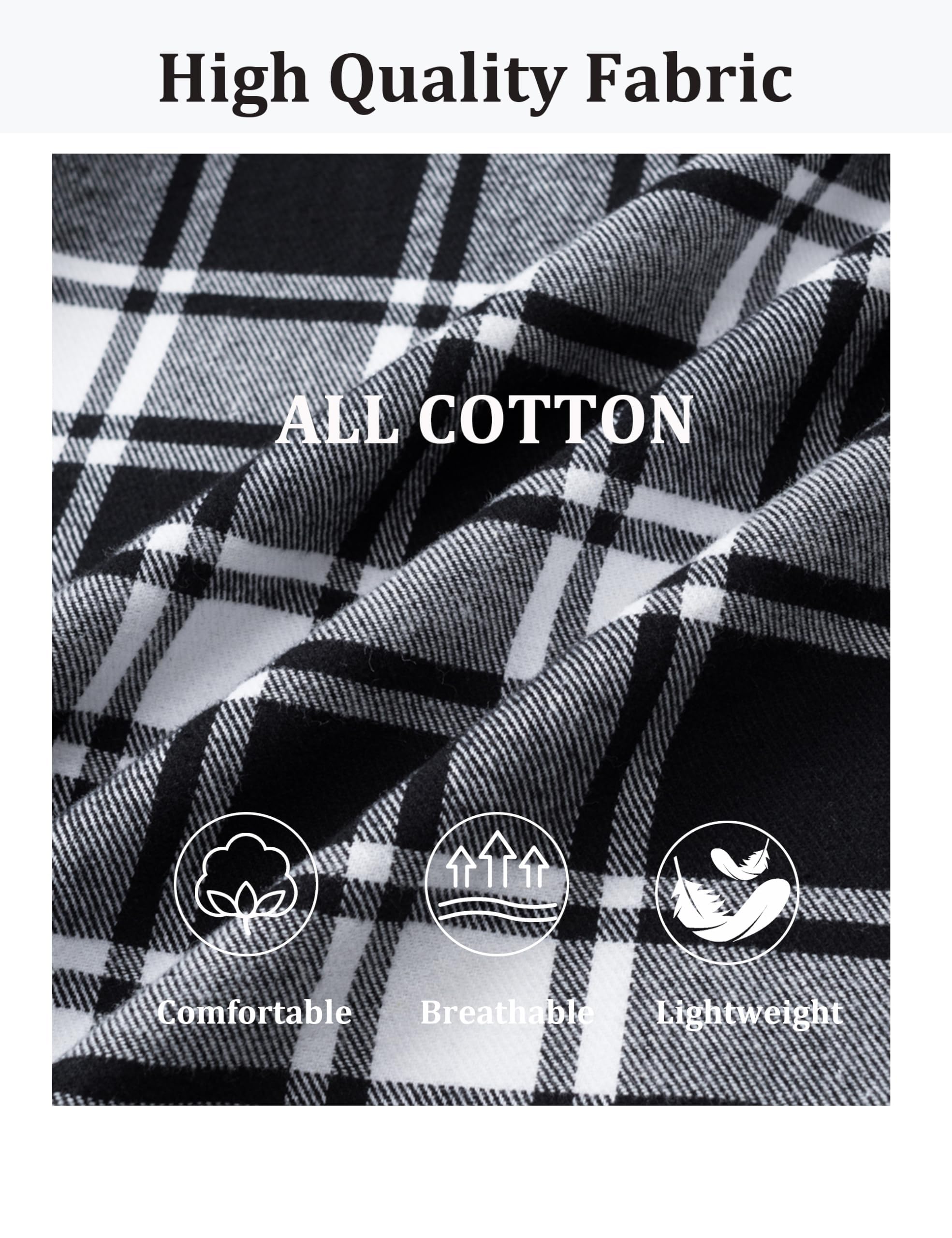 Cavva Camicia di flanella da uomo, a maniche lunghe, a quadretti, da lavoro
