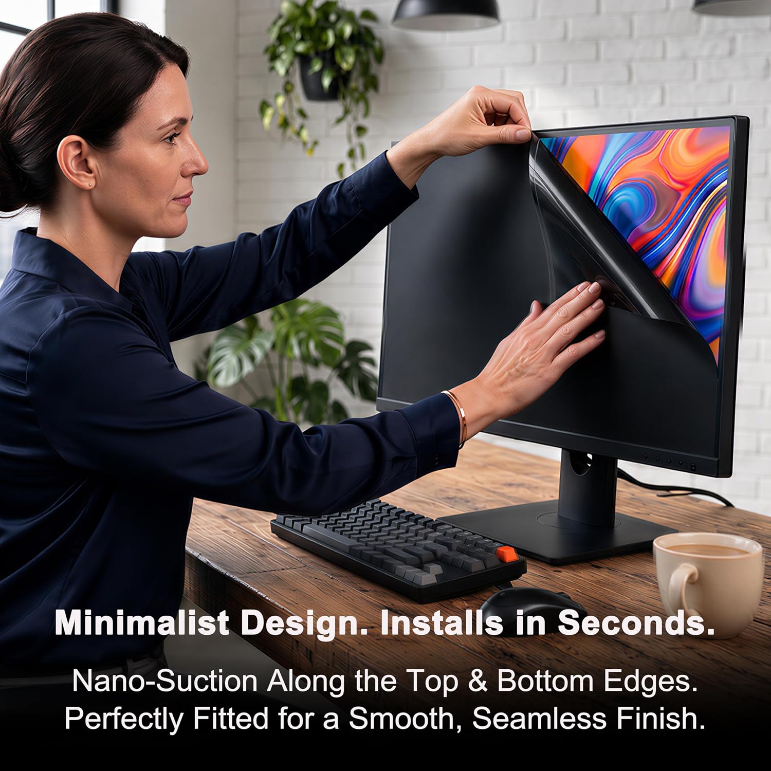 2 Pack 27" Nano Suction Privacy Screen for Computer Monitor