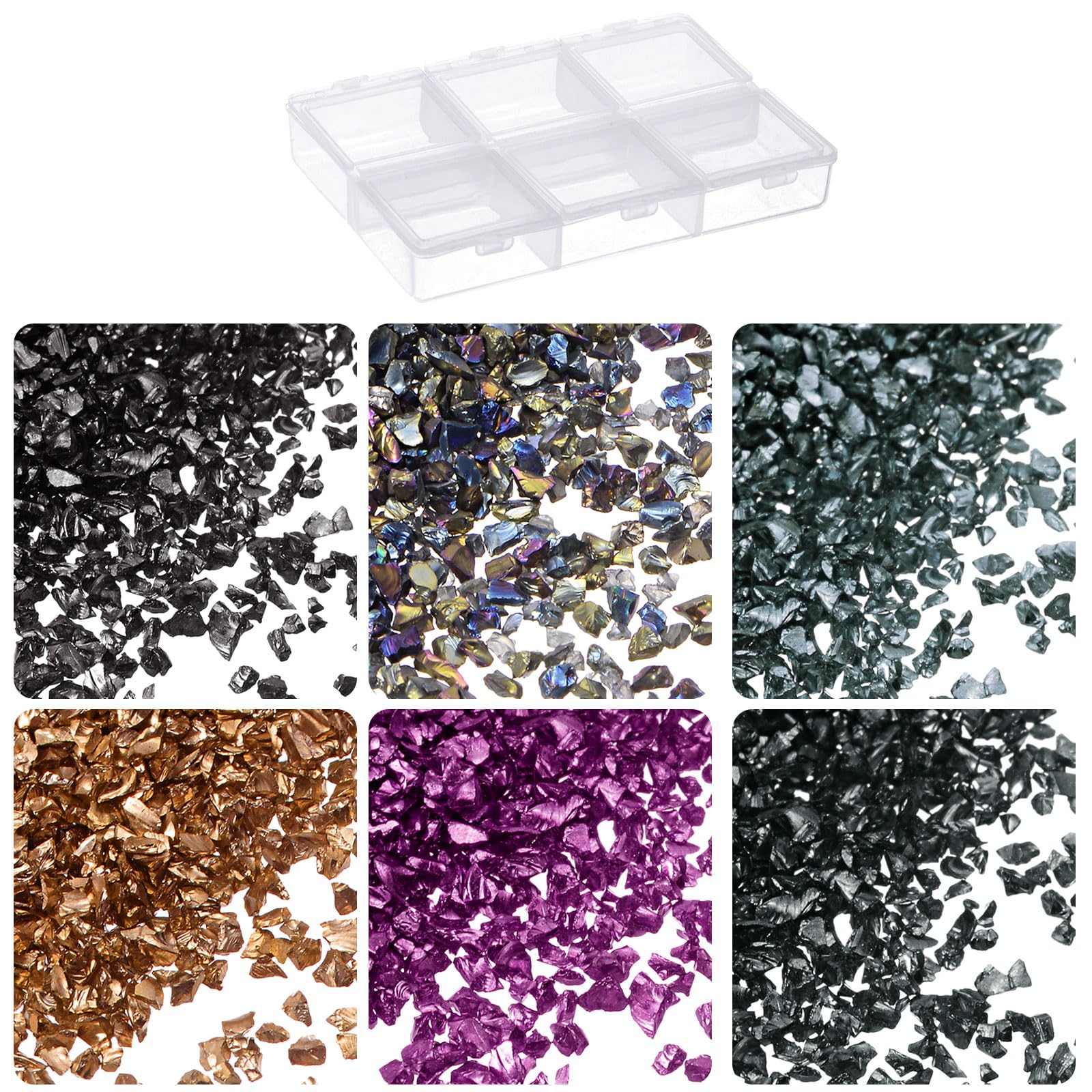 Vetro Sbriciolato Elettroplaccato 33g - 1-3mm, 6 Colori, Per Resina, Decorazioni, Fai Da Te - Foto 6