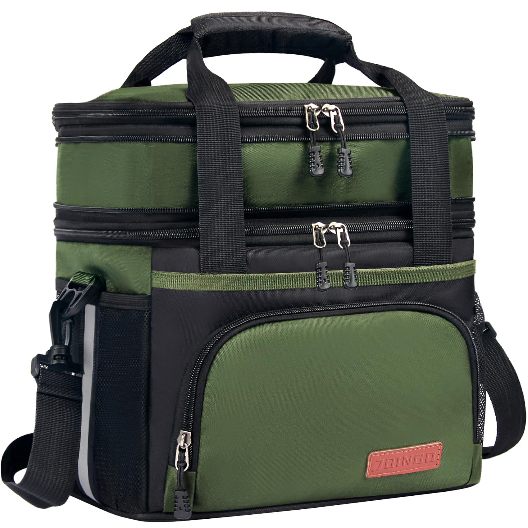 Lunch Box For Men/Women,Large Double-layer Insulated Expandable Reusable Leakproof Cooler Bags For Adults,Lunch Bag With Adjustable Shoulder Strap For Office Travel Picnic(Green)