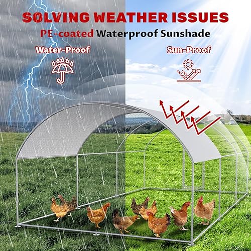 Miniatura 12 de Gallinero grande de metal, jaulas de pollo con cubierta impermeable y anti-ultravioleta para exteriores