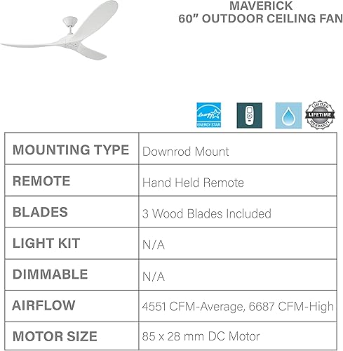 Miniatura 8 de Monte Carlo 3mavr60agp, Maverick ventilador de techo antiguo Pewter 60 pulgadas para exteriores con control remoto