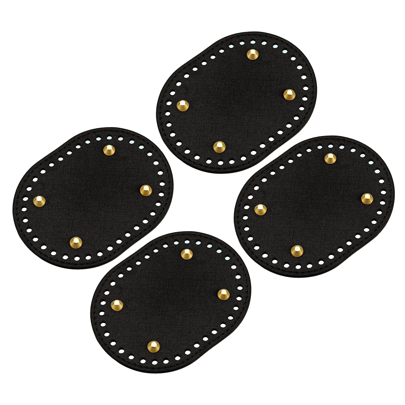 4Pcs Oval Bag Bottom Shaper Pads | PU Leather With Metal Feet | 300x100mm For Crochet, Knitting Bags - View #3