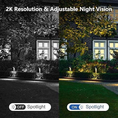 Miniatura 3 de Cámaras inalámbricas para seguridad en el hogar al aire libre, visión nocturna a color 2K alimentada por batería, foco de cámara de seguridad WiFi,