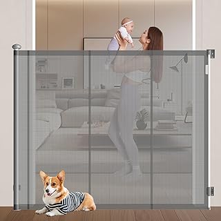 Xifamniy 57” Tall Retractable Gate, Retractable pet gate, Child retractable gate, 79”Wide Safety Retractable Baby Gate for Baby Pet Dog (145H×200W)