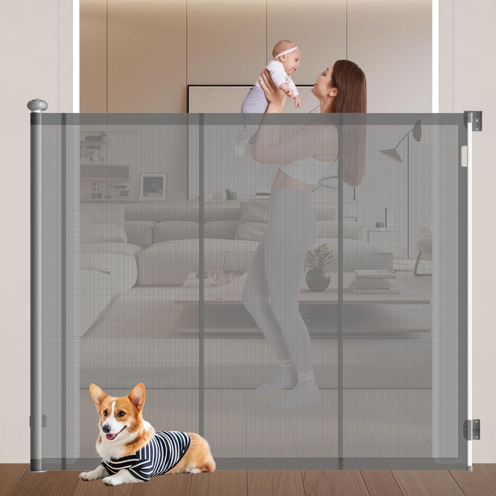 Barrera Perros Extensible Puerta Retráctil Para Bebés, Barrera Para Perros,  Puertas Retráctiles Sin Taladrar Para Mascotas, Partición Extensible Para  Mascotas, De Malla Extra Ancha Para Escaleras, Interiores, Puertas Barreras  Puertas Para Perros, image size:1600x1600