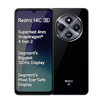 Redmi 14C 5G (Stargaze Black, 6GB RAM, 128GB Storage) | Superfast 4nm Snapdragon 4 Gen 2 | 120Hz 17.47cm (6.88”) Display | 5160mAh Battery | 50MP Dual Camera | Premium Starlight Design - image, photos