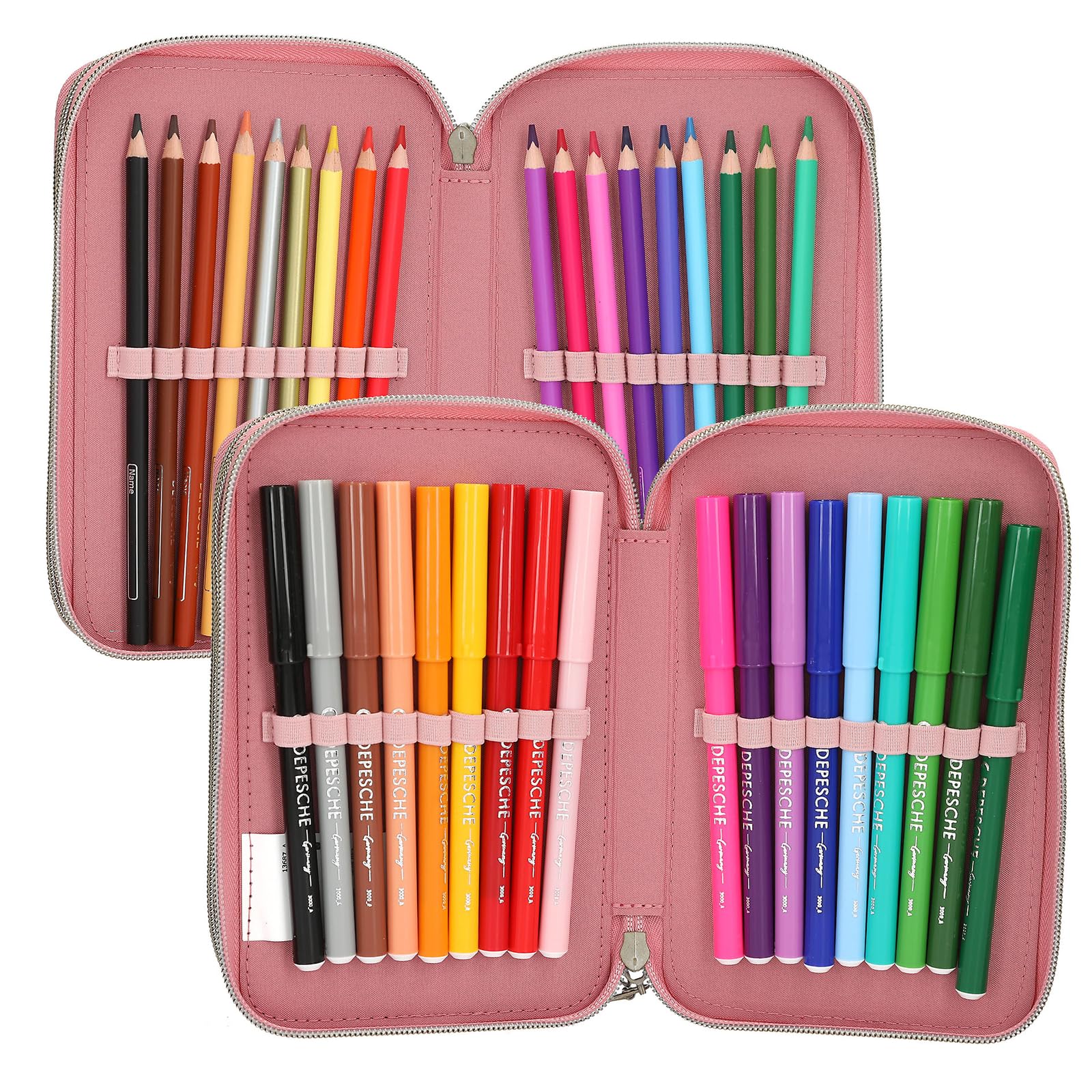 Depesche Miss Melody True Friends Gefüllte 3-Fach Federtasche Rosa Pferde Motiv Katze Federmappe