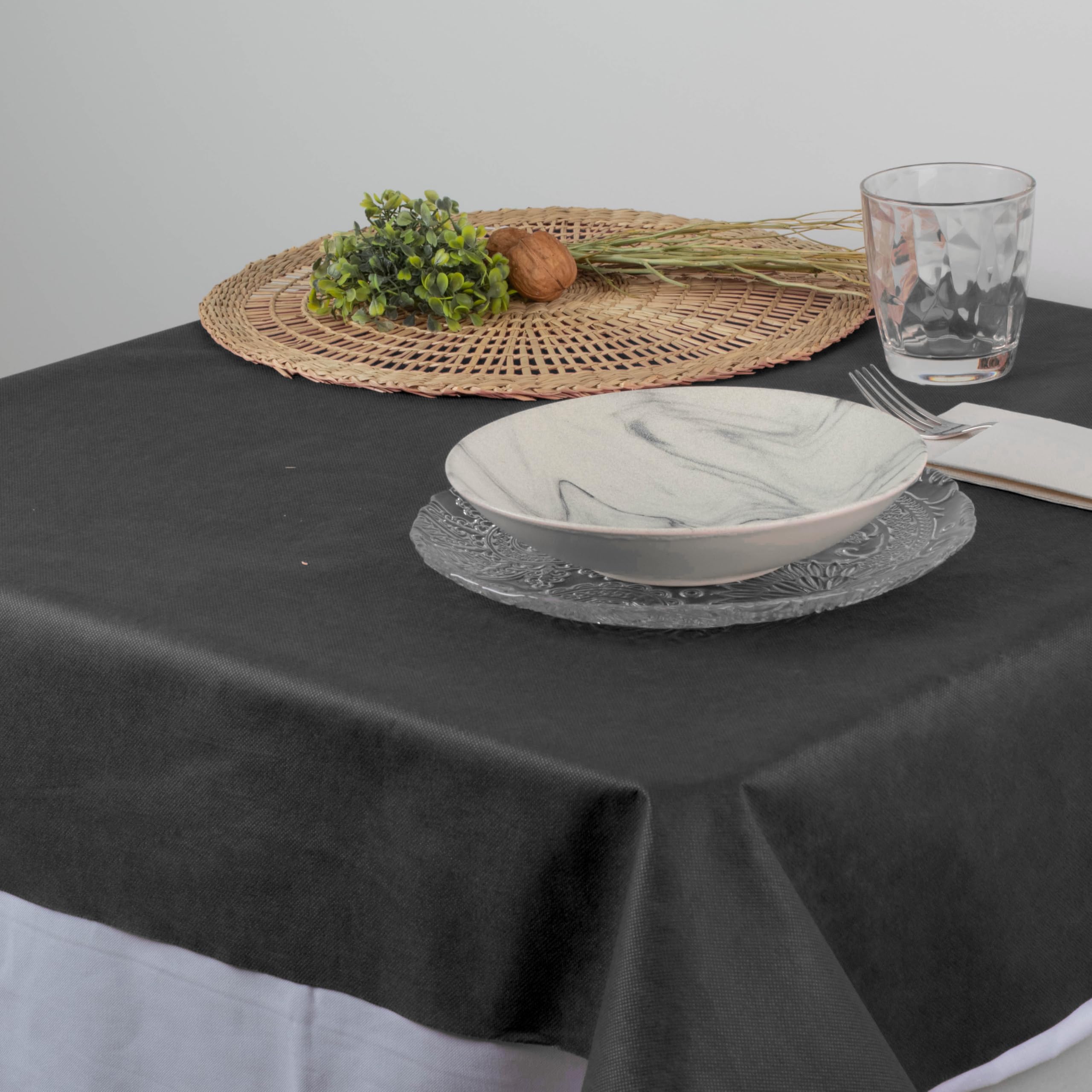 Mantel Cortado 100x120 cm | Pack 150 uds | Tejido no Tejido de un Solo Uso | Resistente, económico y práctico | Ideal para hostelería, Catering y colectividades | Color Negro