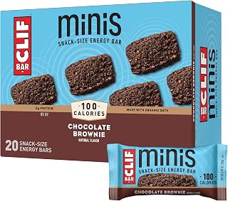 CLIF BARS - Mini Energy Bar - Chocolate Brownie - Made with Organic Oats - Plant Based Food - Vegetarian - Kosher (0.99 Ounce Snack Bar, 20 Count)