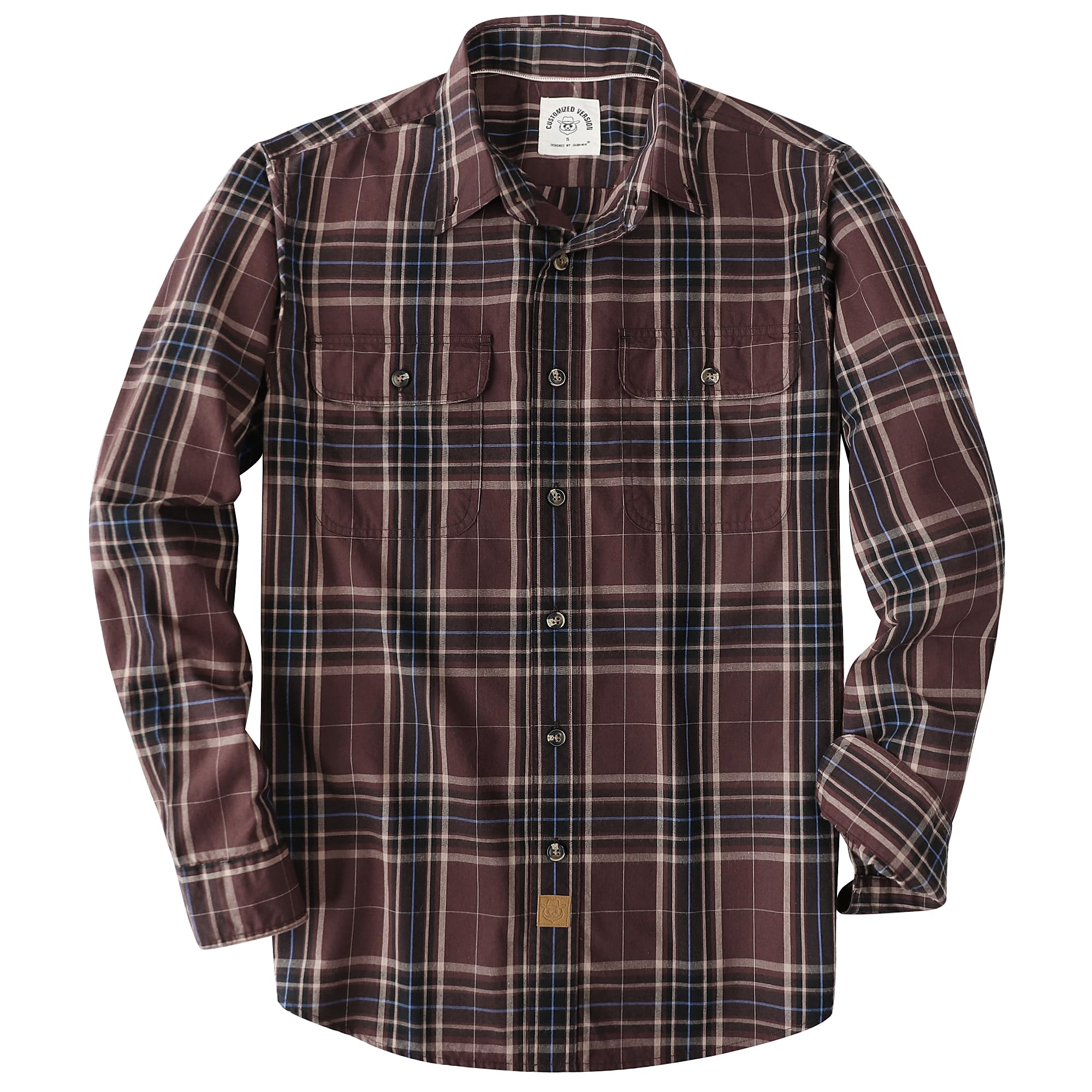 Dubinik® Mens Casual Plaid Shirt Long Sleeve Regular Fit Button Down Work Shirts with 2 Pocket Soft Lightweight Everyday Wear