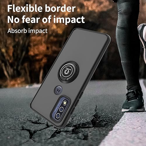 Miniatura 4 de TJS Funda compatible con Motorola Moto G Play 2023, Moto G Power 2022G Pure 2021, protector de pantalla de vidrio templado, anillo de metal soporte