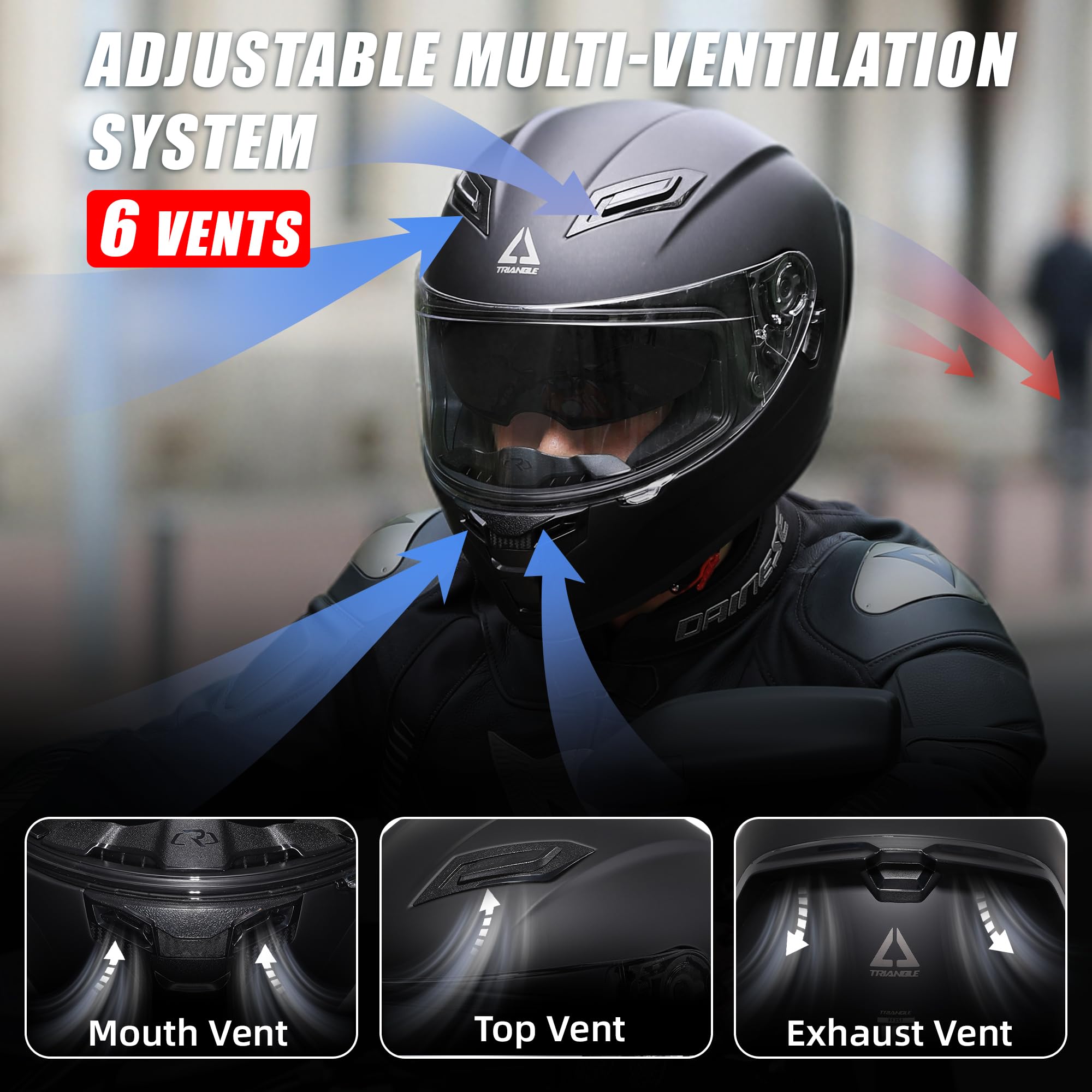 Amazon.com: TRIANGLE Motorcycle Helmets Full face Helmet for Adults Men and  Women Dual Visor with Internal Sunshield DOT Approved : Automotive