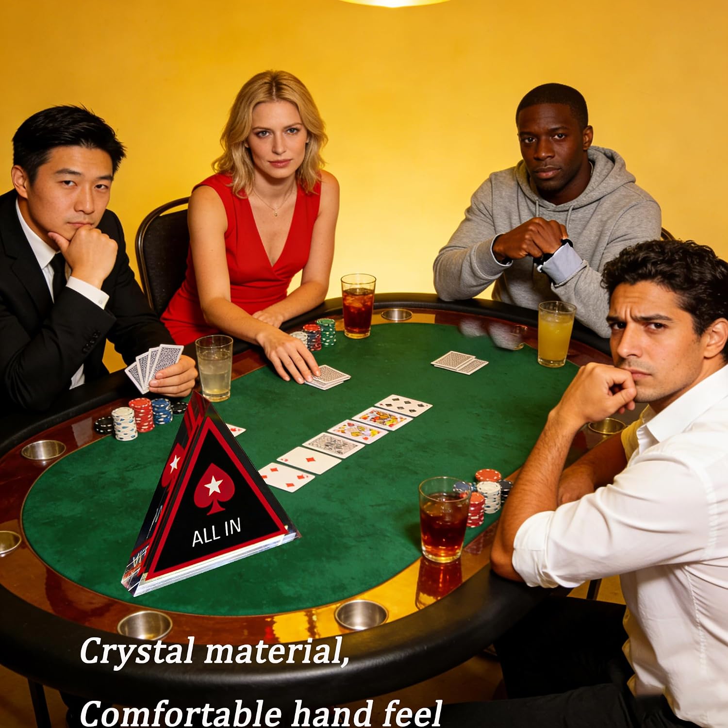 [4PCS] Metal Dealer Button, Big Blind and Small Blind,Crystal Material All in Button, Metal Position Markers for Texas Holdem Poker
