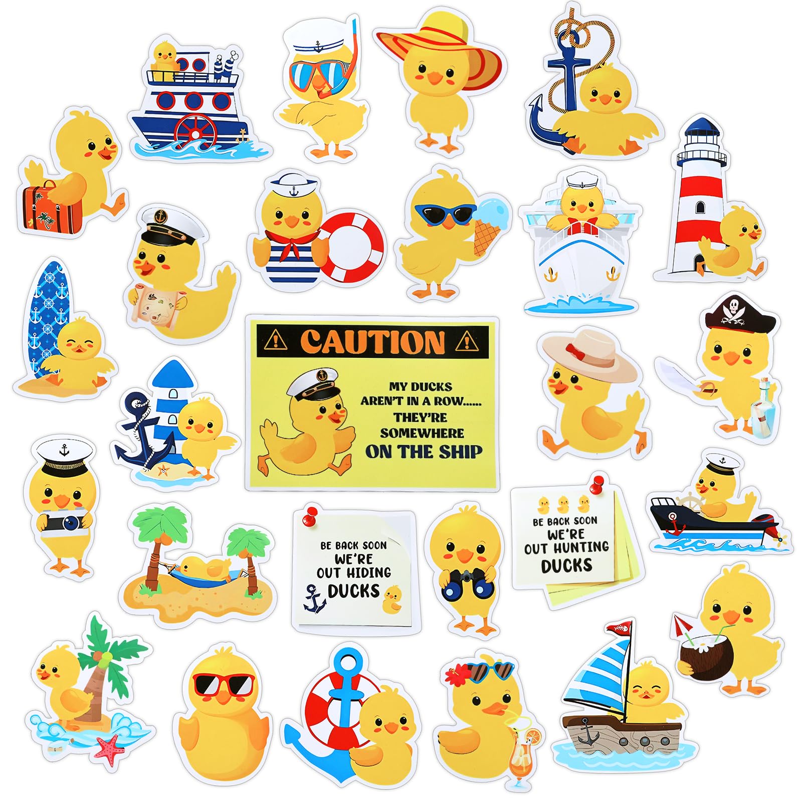27 x Enten-Kreuzfahrt-Türmagnete, lustige Enten-Kreuzfahrt-Tür-Dekorationen, Enten-Magnete, Aufkleber, Aufkleber, magnetisch, wiederverwendbar, Kreuzfahrtschiff-Magnet für Türen, Auto, Kühlschrank,