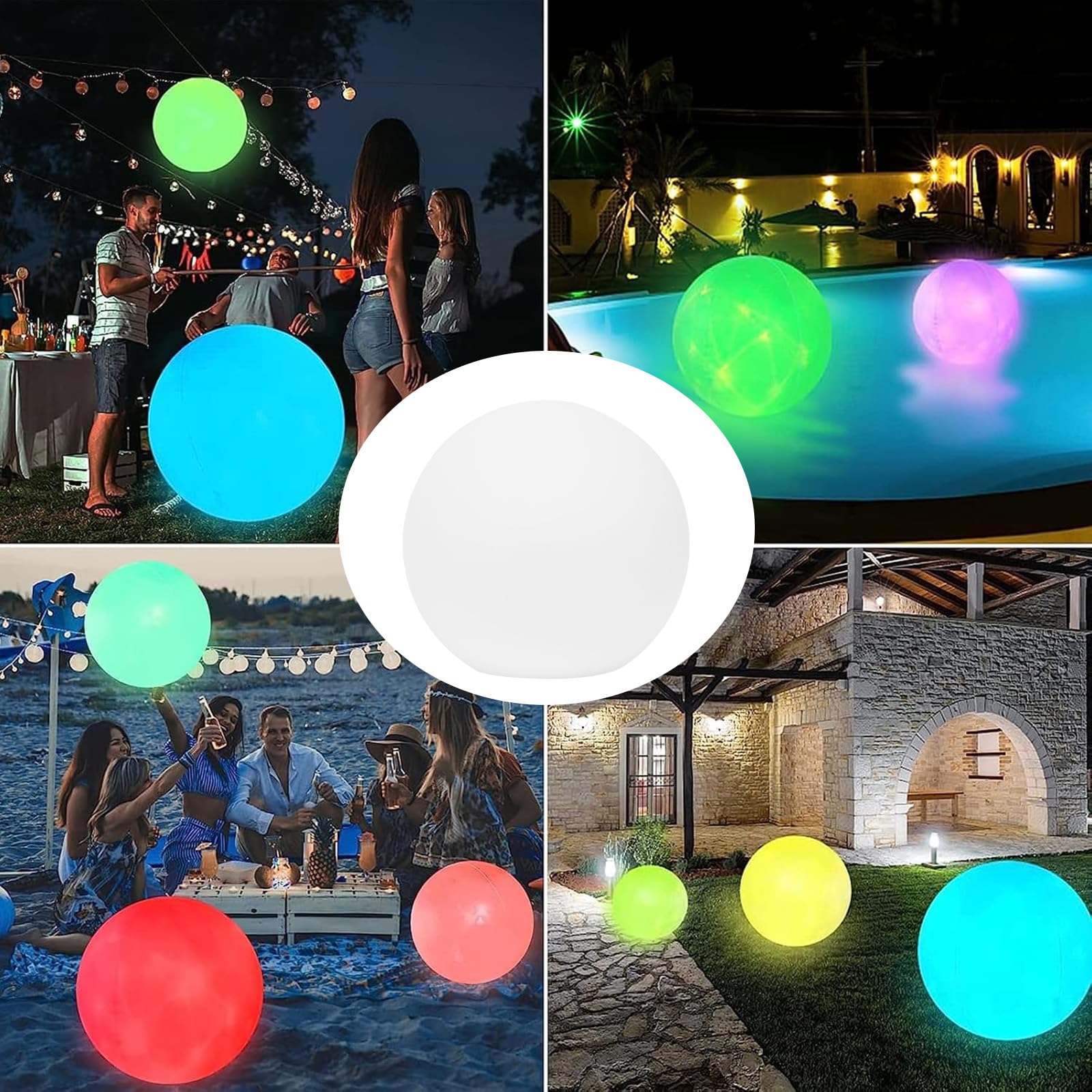 DAZZTIME Lampe Flottante Piscine,2 Pièces Boule Lumineuse Piscine Flottante,Plage Gonflable À LED,Ballon de Plage Gonflable,pour Fête,Maison,Errasse