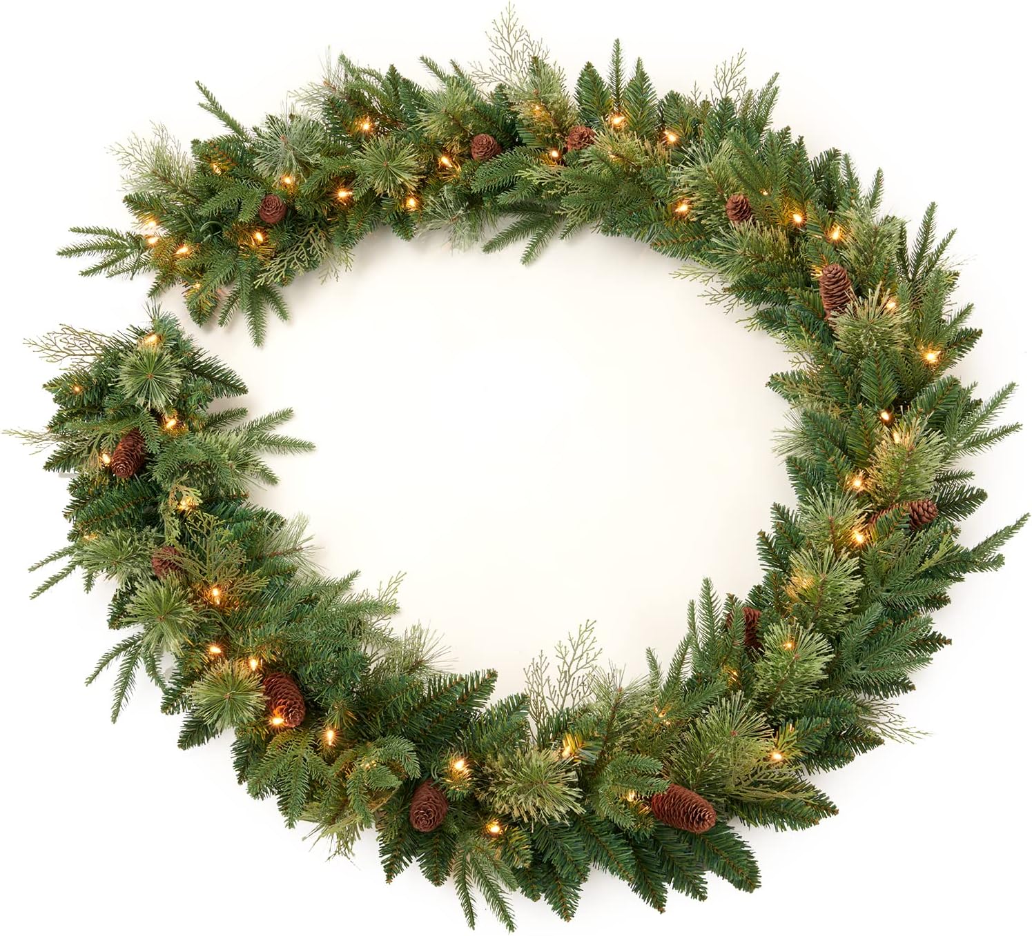 9Ft Pre-lit Christmas Garland with 50 LED Lights Battery Operated,Holiday Decoration Stairs Wall Mantle Door Indoor Outdoor Green Battery Operated