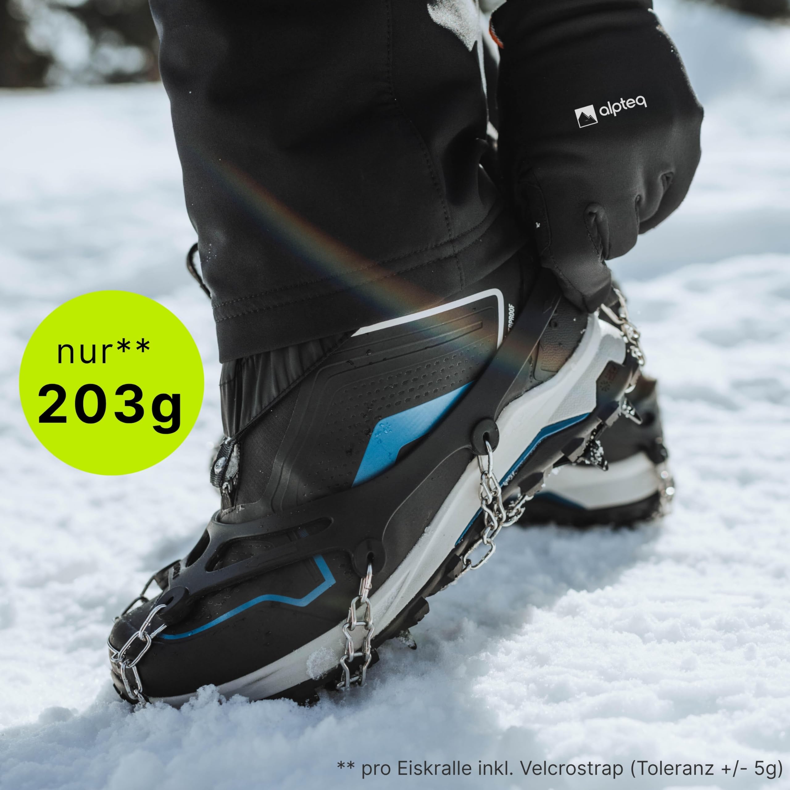 EisKralle – Grödel Steigeisen mit 19 Edelstahl-Spikes – Eiskrallen & Schuhspikes für Wanderschuhe – Anti-Rutsch Schuhkrallen für EIS & Schnee – Ideal zum Wandern, Joggen & Klettern im Winter