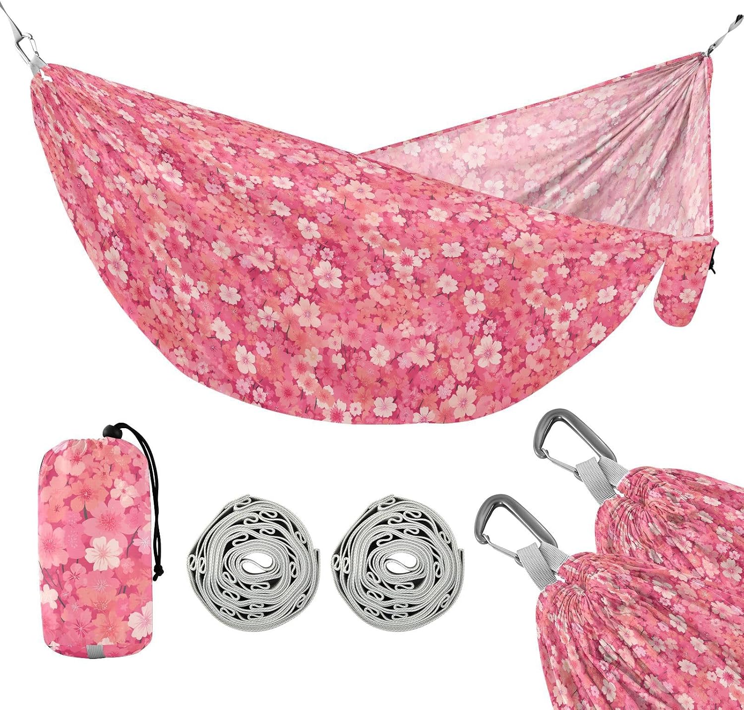Hot Pink Dianthus Florals Hammocks for Camping Portable Hammock for Outside Patio Garden