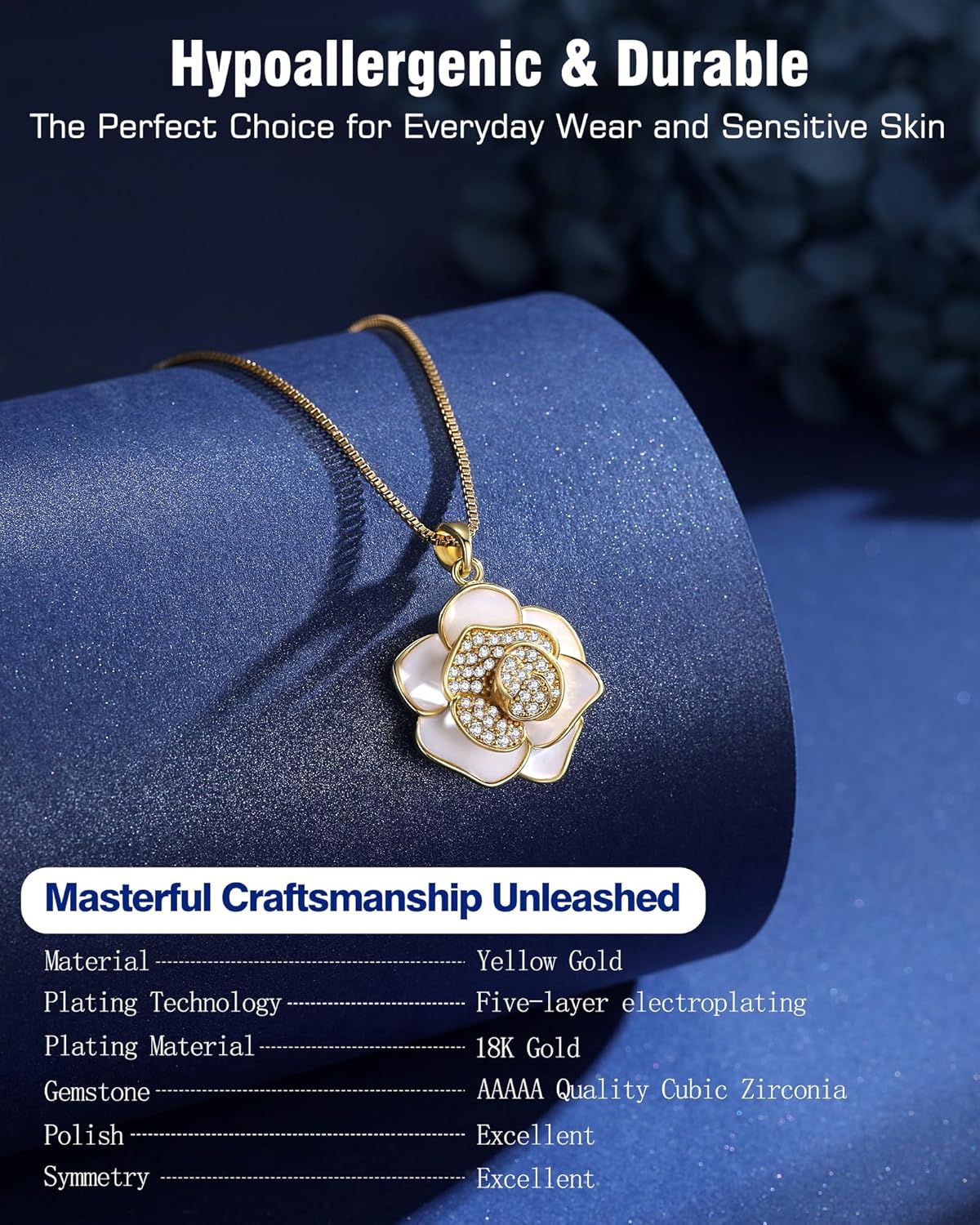 Anniversary Jewelry Gifts for Wife from Husband, Wife Birthday Gift Ideas, 18K Gold Flower Pendant Necklace for Women | Romantic Gift for Her | Best Jewelry Presents for Christmas/Valentine - Image 4