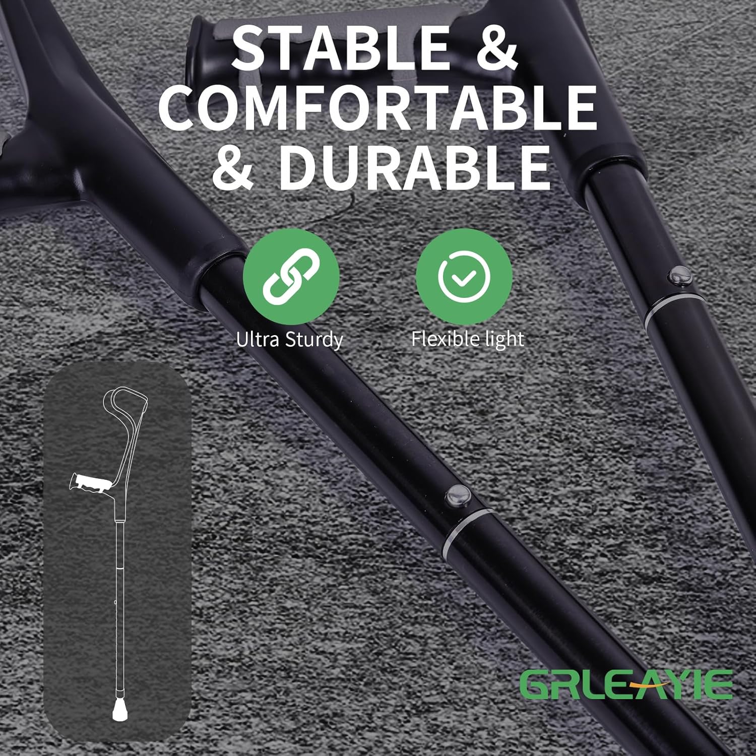 Forearm Crutches for Adults(1 Pair), Adjustable Arm Crutches, Aluminum Crutches for Walking, Folding Forearm Crutches, Non-Slip Crutches for Adults, Lightweight, Detachable, Portable, for Leg Support
