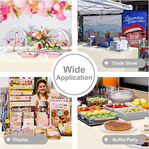 Miniatura 71 de PLOYMONO Paquete de 4 manteles ajustables color negro, fundas de mesa hasta el suelo para mesas rectangulares de 6 pies (72 x 30 pulgadas), mantel