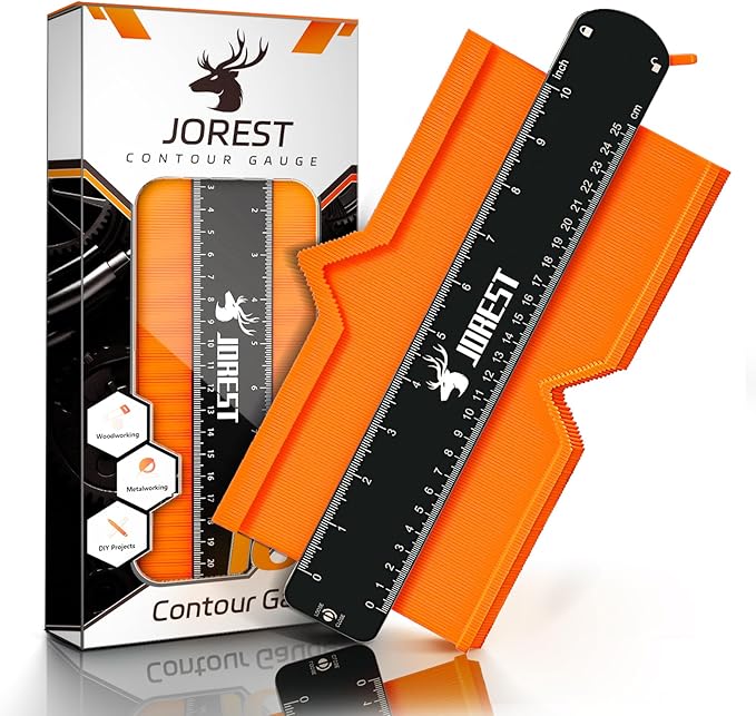 JOREST Jauge de Contour 25cm, Cadeau Pour Pere Homme Bricoleur, Copieur Profil, Gabarit Decoupe Carrelage, Outils de Traçage, Contour Gauge, Reproducteur de Forme, Pose Parquet, Bricolage Menuisier