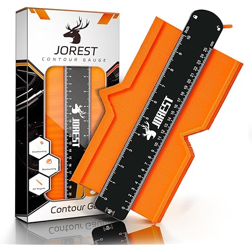 JOREST Contour Gauge with Lock (10 Inch), Gifts Ideas for Men Dad Carpenter Handyman, Profile Tool for Tile Flooring, Carpet laying, Woodworking, Measuring Angle/Shape/Outline/Edge