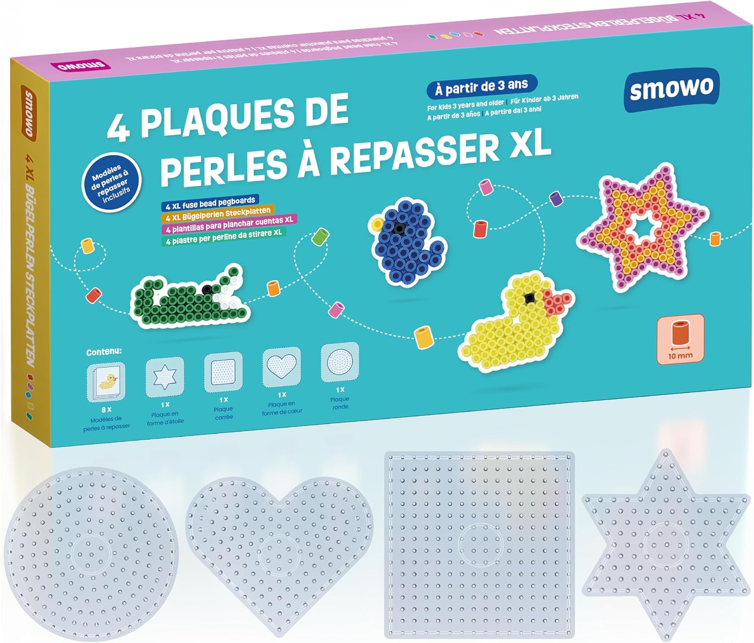 Perles A Repasser Xl Smowo® 8 Plaque De Perles à Repasser - Carrées Et Transparentes De Perle A