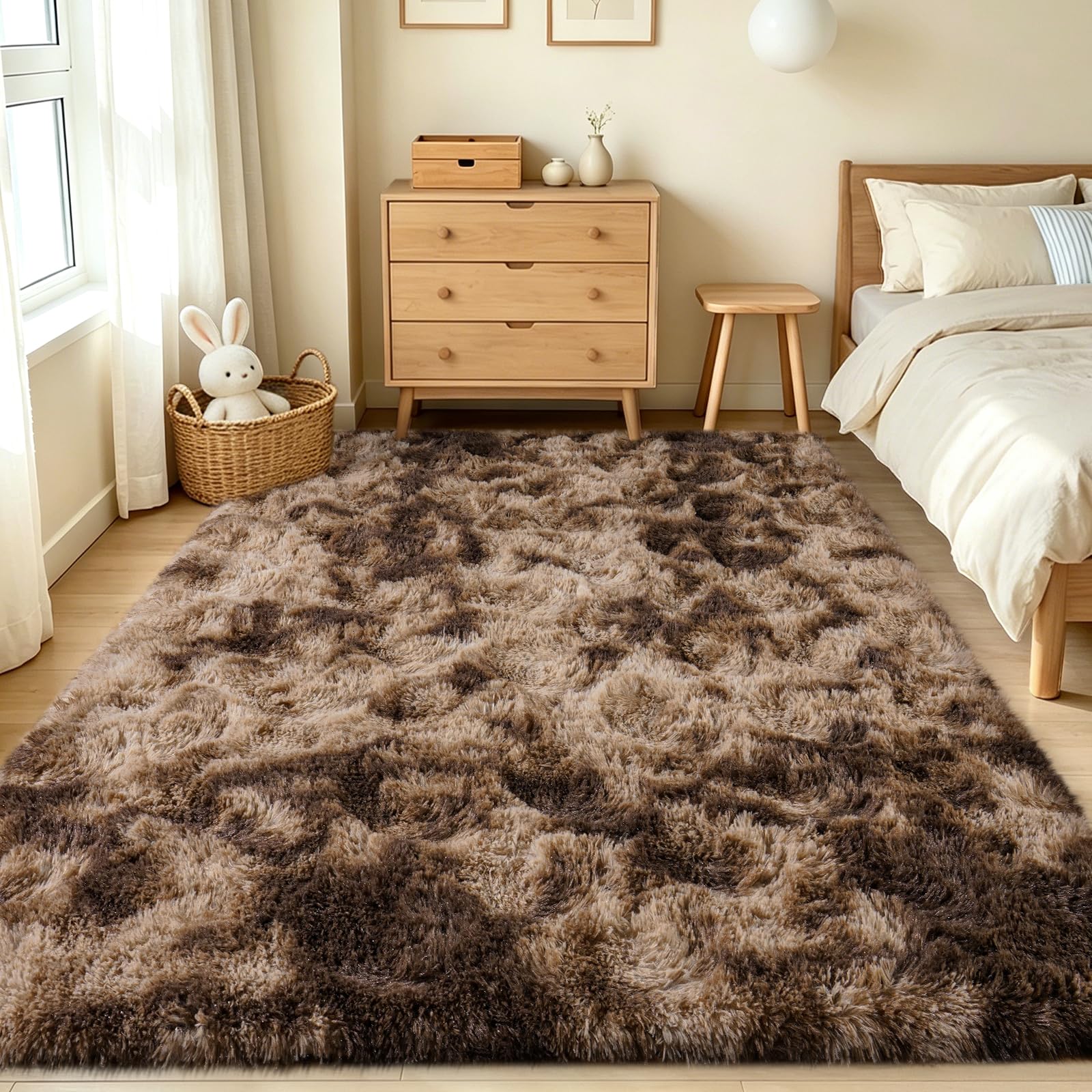 GthreeD Rugs Living Room 120x160cm Soft Shaggy Area Rugs for bedroom Coffee