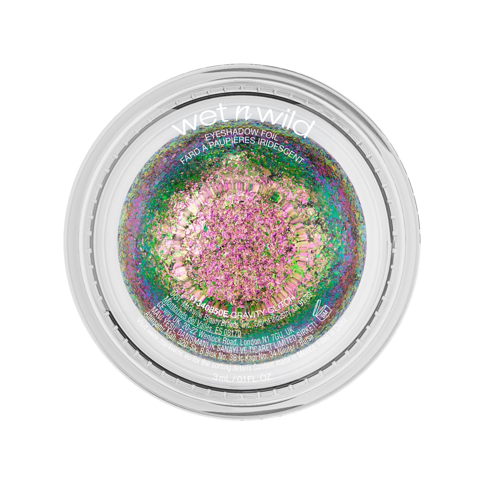 Wet n Wild Chameleon Chrome Eyeshadow Foil, Foliowy Cień do Powiek Odbijający Światło, Wielokolorowe Pigmenty Zapewniające Efekt Tęczy, Samoprzylepna, Łatwa do Rozcierania Formuła, Gravity Glitch