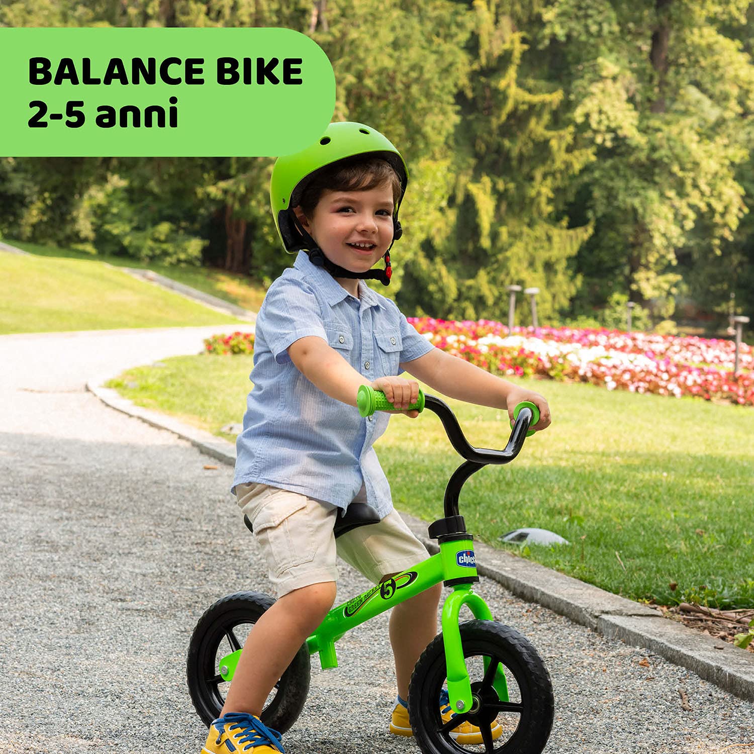 Chicco Green Rocket Bicicletta Senza Pedali, Bici Balance Bike per l'Equilibrio, con Manubrio e Sellino Regolabili, Max 25 Kg, Verde - Giochi Bambini 2-5 Anni, Taglia unica