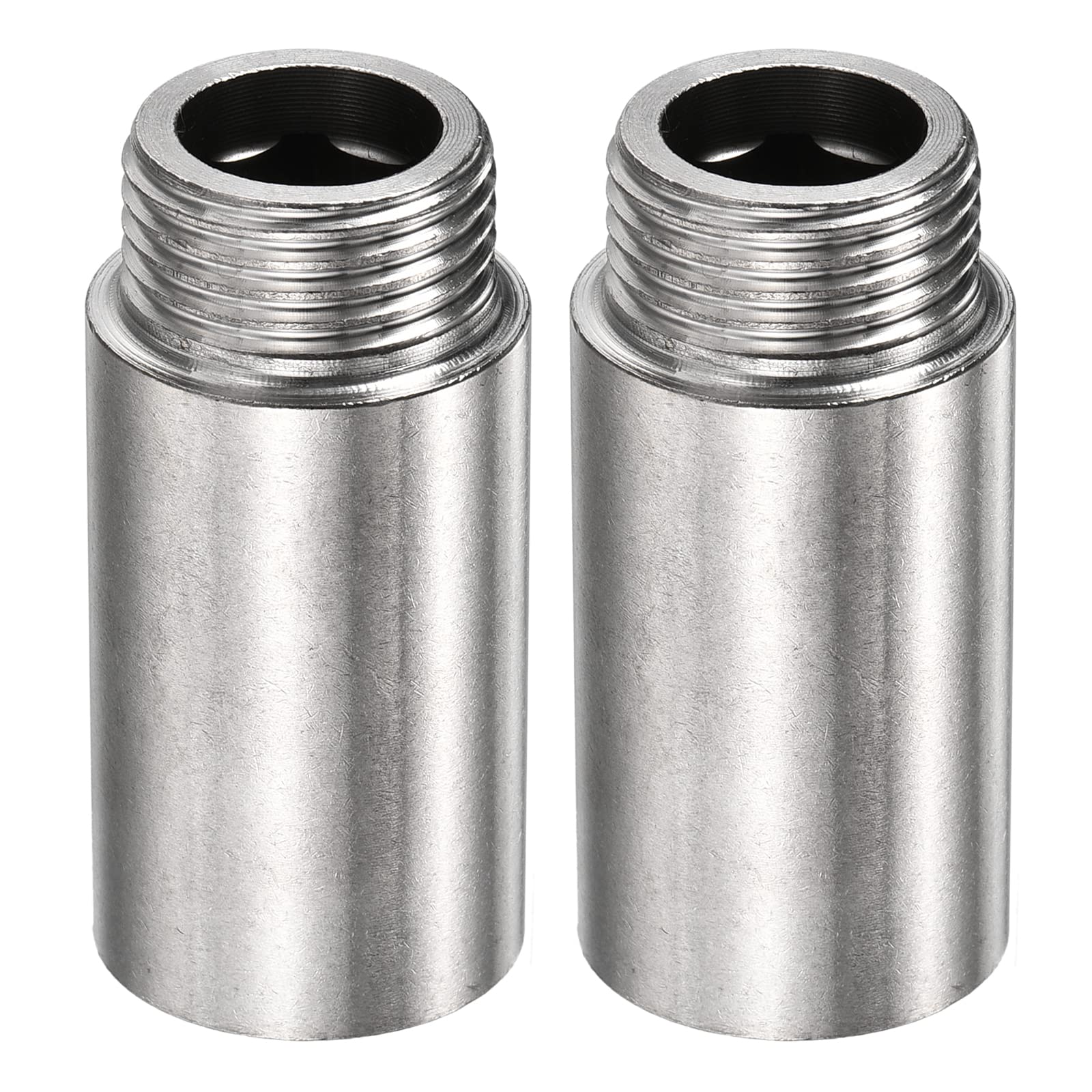 M METERXITY 2 Pack 304 Stainless Steel Male to Female Nipple Pipe Fitting Extension, Apply to Outdoor/Faucet/Industrial (G1/2 Thread, 50mm Length)