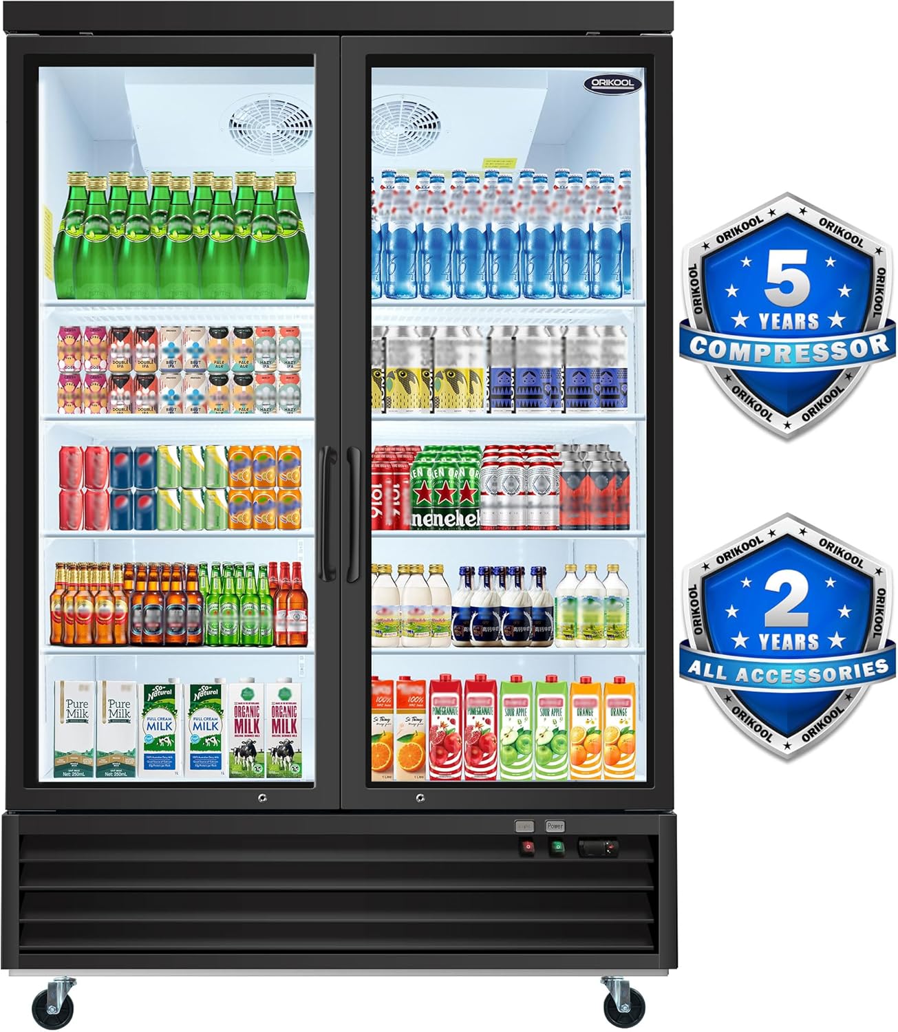 Commercial Display Refrigerator, Merchandiser Beverage Cooler, Antifog Lockable