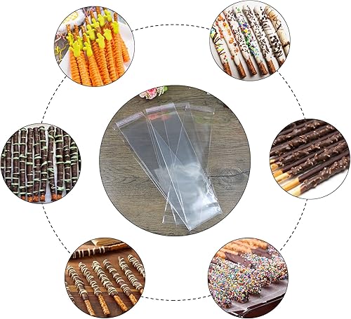 Miniatura 5 de Bolsas largas autoadhesivas para violonchelo de 3 x 11 pulgadas, 200 bolsas de celofán transparentes resellables de polietileno OPP sellables de 2