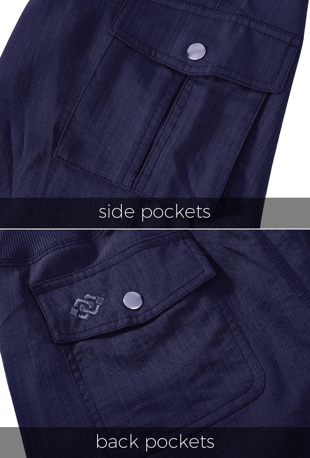 MoFiz Capris pour femme avec poches, coupe ample, décontracté, habillé, léger et baggy pour la randonnée, bleu marine, Taille 3XL