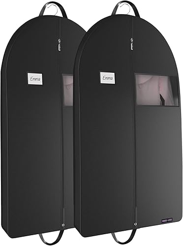 Juego de 2 Bolsa de ropa negra para viajes y almacenamiento, transpirable con cremallera y agujero para los ojos, asas de transporte de 26 x 42 x 5